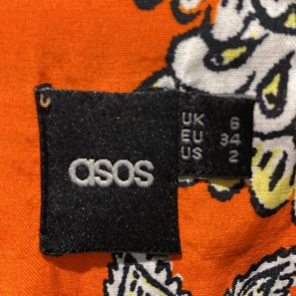 ASOS Jacket Black White Orange Floral - Picture 12 of 14